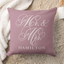 Elegant Dusty Rose Mr. and Mrs. Script Monogram