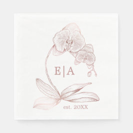 Elegant Dusty Rose Orchid Monogram Wedding Napkins Serviette
