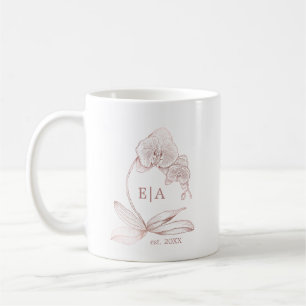 Elegant Dusty Rose Orchid Monogram Wedding Tasse