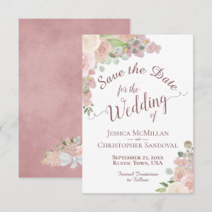 Elegant Dusty Rose Pink Floral Boho Hochzeit Save The Date