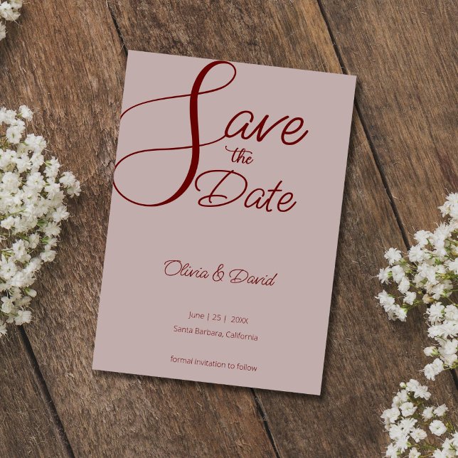 Elegant Dusty Rose Save the Date Einladung (Von Creator hochgeladen)