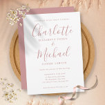Elegant Dusty Rose Signature Script Hochzeit Einladung<br><div class="desc">Diese elegante Hochzeitseinladung mit ihren charakteristischen Stilnamen kann mit Ihren Informationen in der schicken staubigen Rose personalisiert werden. Entwickelt von Thisisnotme©</div>