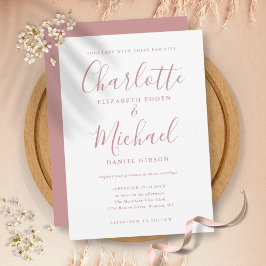 Elegant Dusty Rose Signature Script Hochzeit Einladung