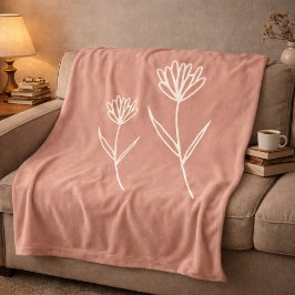 Elegant Dusty Rose Simple Flower Fleecedecke