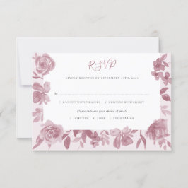 Elegant Dusty Rose Watercolor Floral Wedding RSVP Karte
