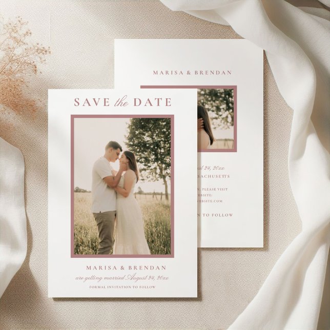 Elegant Dusty Rose Wedding Foto Save The Date (Von Creator hochgeladen)