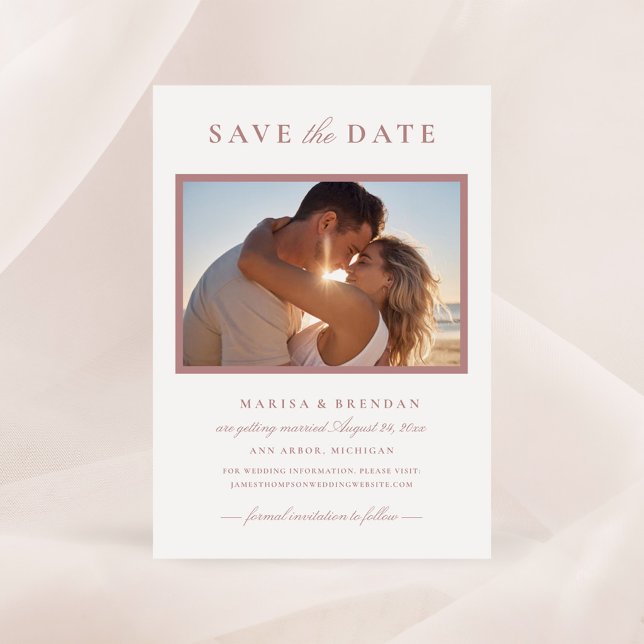 Elegant Dusty Rose Wedding Foto Save The Date (Von Creator hochgeladen)