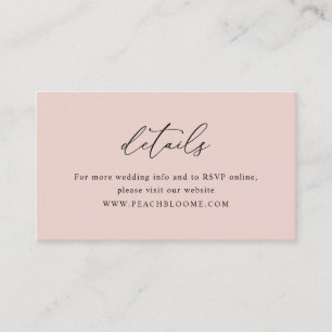 Elegant Dusty Rose Wedding Website Details Card Visitenkarte