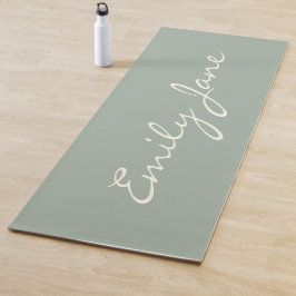 Elegant Dusty Sage Handgeschriebener Skriptname Be Yogamatte