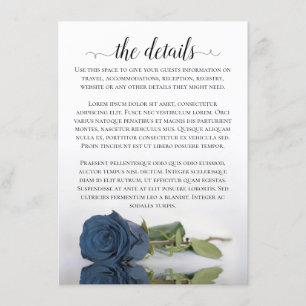 Elegant Dusty Steel Blue Rose Wedding Details Begleitkarte