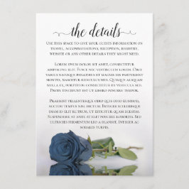 Elegant Dusty Steel Blue Rose Wedding Details Begleitkarte