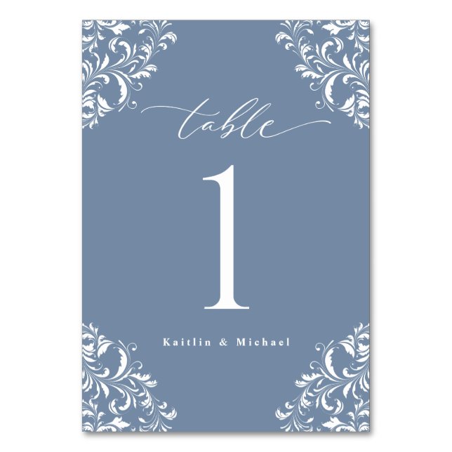 Elegant Dusty Vintag Classic Kleine Hochzeit Tischnummer (Vorderseite)