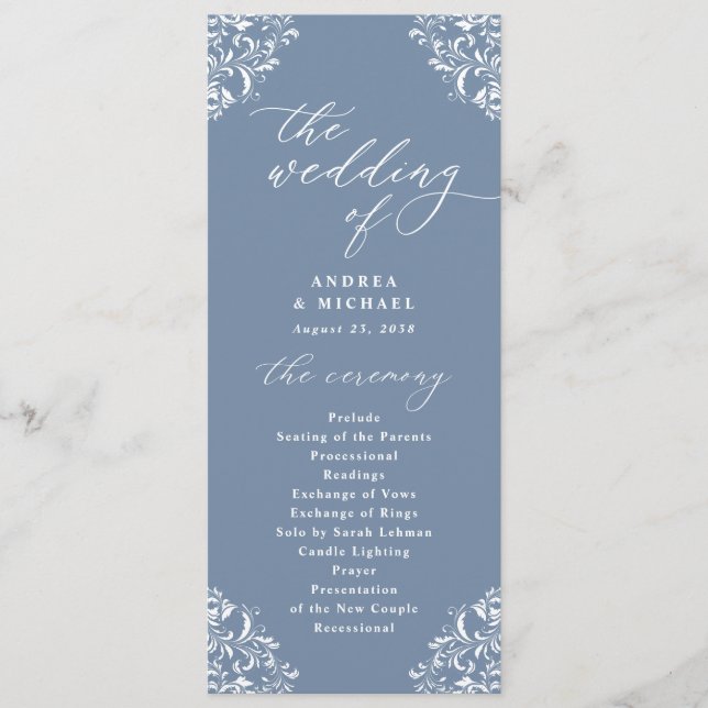 Elegant Dusty Vintag Classic Wedding Programm (Vorderseite)