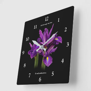 Elegant Dutch Iris Lila Sensation Blume Quadratische Wanduhr