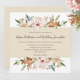 Elegant Earthy Blooms Butter Beige Square Wedding Einladung