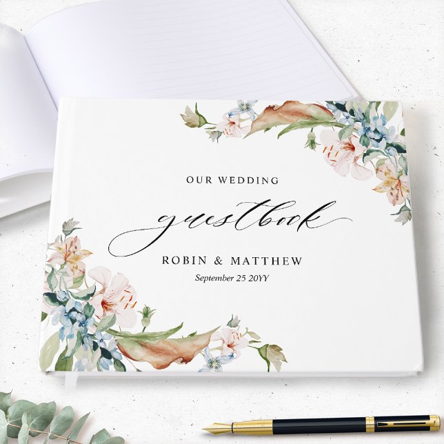 Elegant Earthy Blooms und Sage Green Wedding Gästebuch (Von Creator hochgeladen)