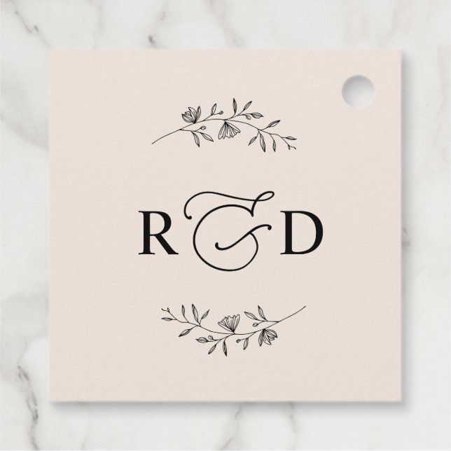 Elegant Earthy Blush Monogram Wedding Vielen Dank Geschenkanhänger (Rückseite)