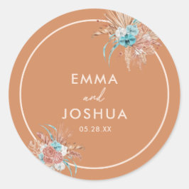 Elegant Earthy Boho Floral Wedding Runder Aufkleber
