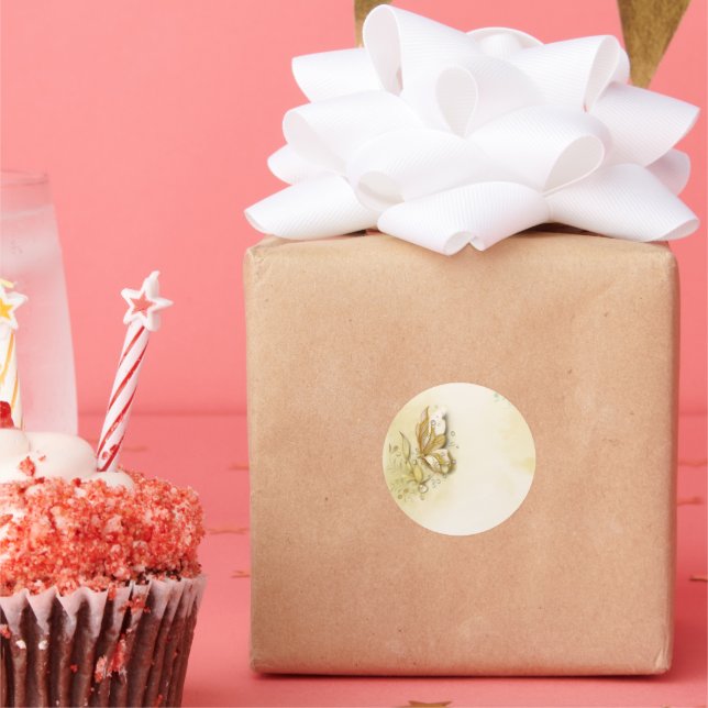 Elegant Earthy Butterfly Classic Round Aufkleber (Party)