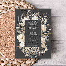 Elegant Earthy Floral Chic Dark Gray Wedding