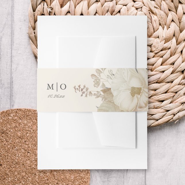Elegant Earthy Floral Cream Wedding Einladungsbanderole (Von Creator hochgeladen)