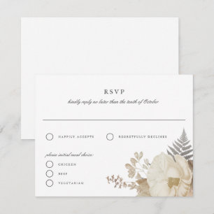 Elegant Earthy Floral Wedding RSVP Replik Card Einladung