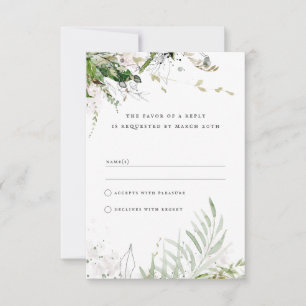 Elegant Earthy Greenerity Watercolor Wedding RSVP Karte