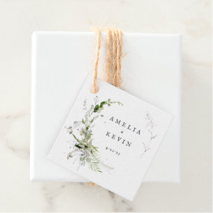 Elegant Earthy Greenery Personalisiert Names Date Geschenkanhänger