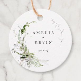 Elegant Earthy Greenery Personalisiert Names Date Geschenkanhänger