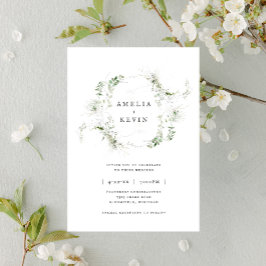 Elegant Earthy Greenery Watercolor Names Wedding Einladung
