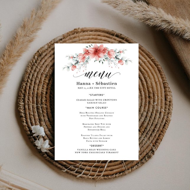 Elegant Earthy Greenery Watercolor Wedding Menu Menükarte (Von Creator hochgeladen)