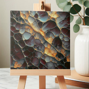 Elegant Earthy Maroon und Amber Abstrakt Stone Fliese