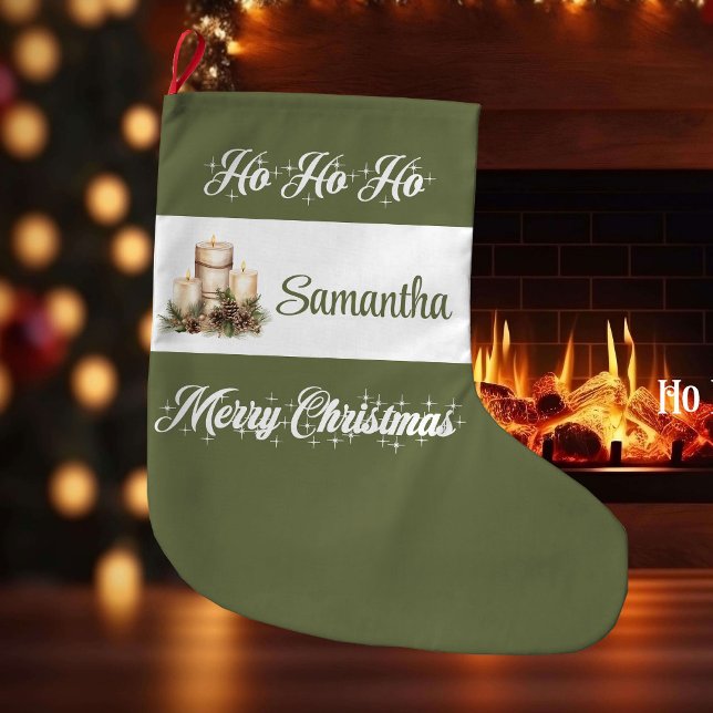 Elegant earthy Nordic style personalized christmas Großer Weihnachtsstrumpf (Elegant earthy Nordic style personalized christmas stocking

)