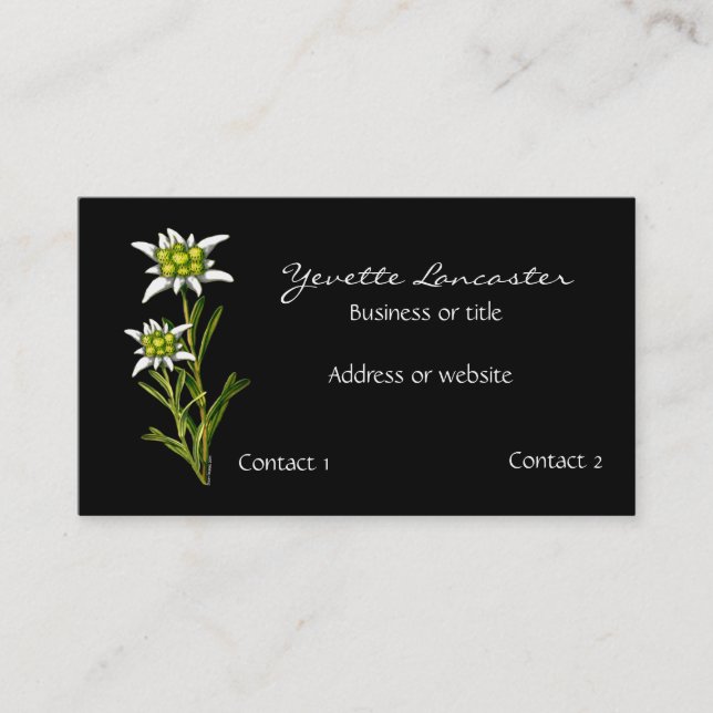 Elegant Edelweiss Business Card Visitenkarte (Vorderseite)