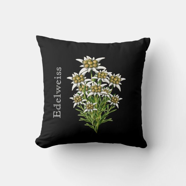 Elegant Edelweiss Floral Pillow Kissen (Vorderseite)