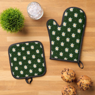 Elegant Edelweiss Ofenhandschuh & Topflappen-Set