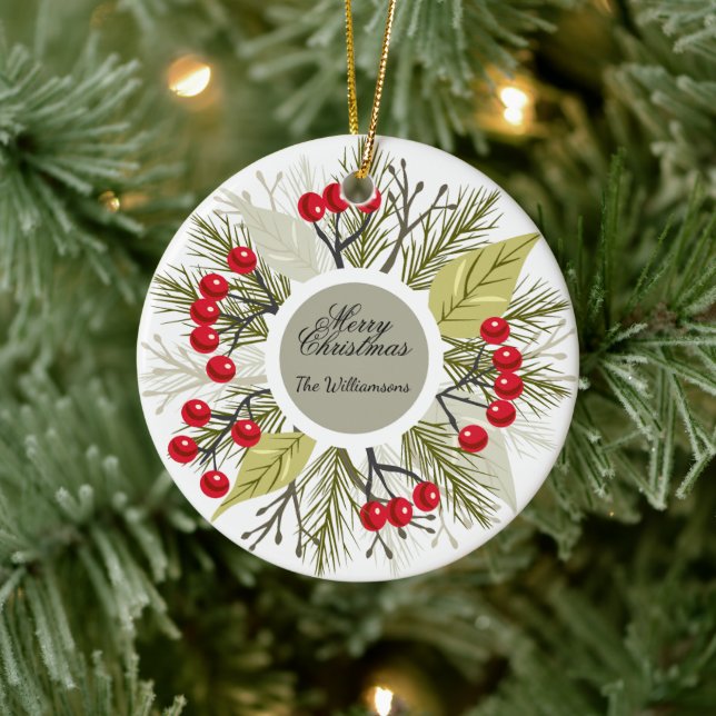 Elegant Editable Christmas/Holiday Keramik Ornament (Baum)