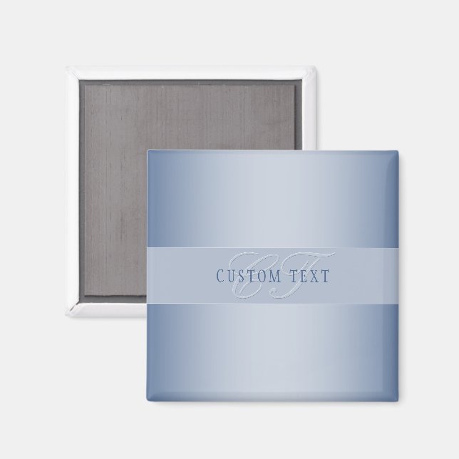 Elegant Editable Monogram Script Writing | Blau Magnet (Vorderseite/Rückseite)