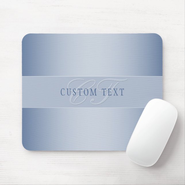 Elegant Editable Monogram Script Writing | Blau Mousepad (Mit Mouse)