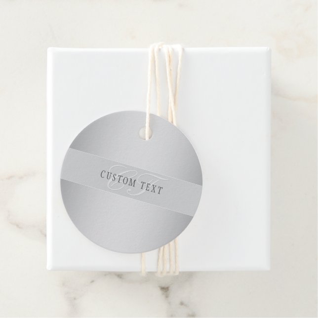 Elegant Editable Monogram Script Writing | Grau Geschenkanhänger (Beispiel)