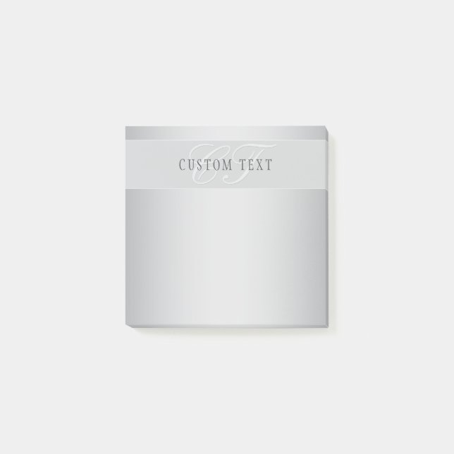 Elegant Editable Monogram Script Writing | Grau Post-it Klebezettel (Vorderseite)