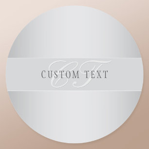 Elegant Editable Monogram Script Writing Grau Runder Aufkleber