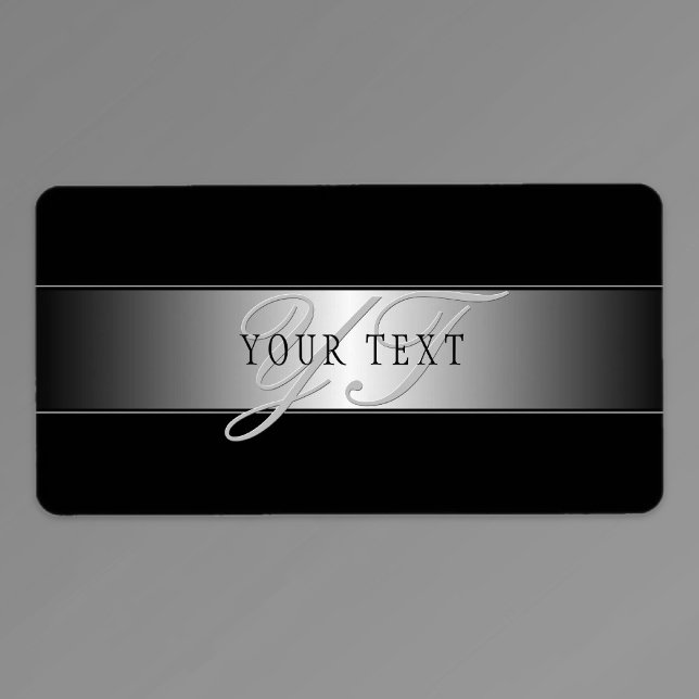 Elegant Editable Monogram Script Writing | Schwarz Adressaufkleber (Von Creator hochgeladen)