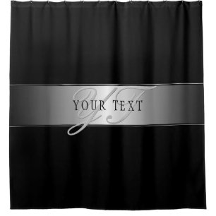 Elegant Editable Monogram Script Writing   Schwarz Duschvorhang