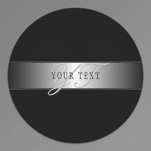 Elegant Editable Monogram Script Writing   Schwarz Etiketten