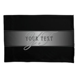 Elegant Editable Monogram Script Writing   Schwarz Kissenbezug