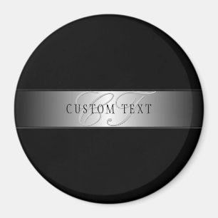 Elegant Editable Monogram Script Writing   Schwarz Magnet