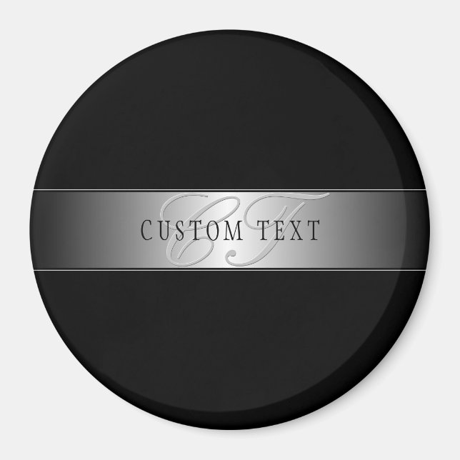 Elegant Editable Monogram Script Writing | Schwarz Magnet (Vorne)