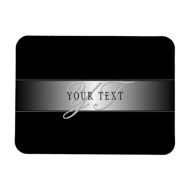 Elegant Editable Monogram Script Writing | Schwarz Magnet (Horizontal)