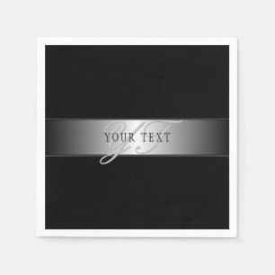 Elegant Editable Monogram Script Writing Schwarz Serviette